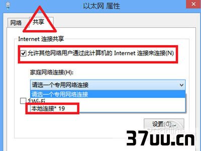 找到“共享”,选择虚拟出的网